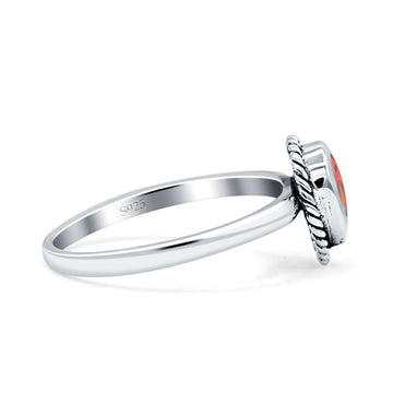 Rope Pear Design Thumb Ring Statement Fashion Simulated Garnet CZ Solid 925 Sterling Silver